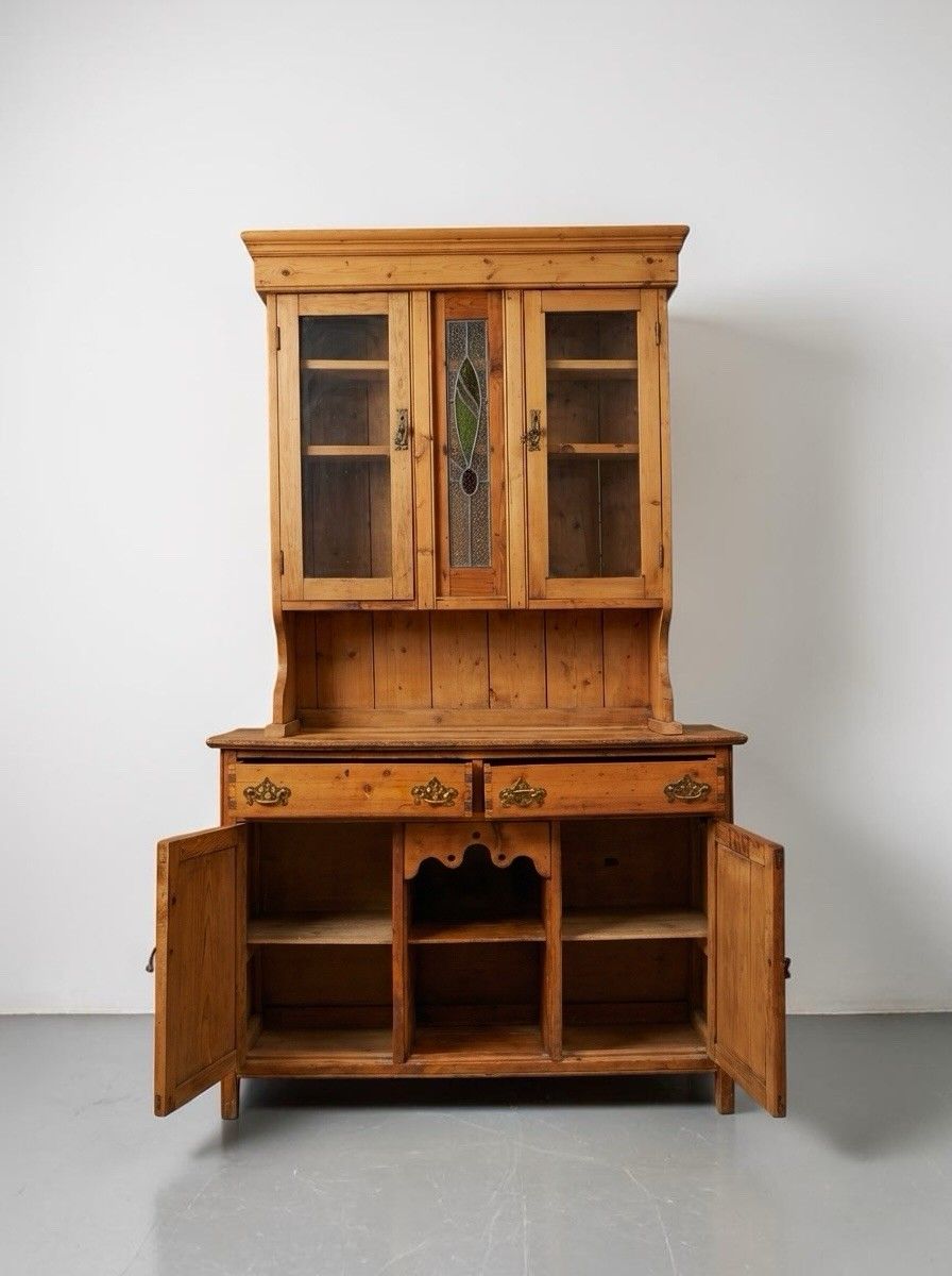 Antique Pitch Pine Welsh Dresser Kitchen Hutch Art Nouveau C1890 Stunning photo for sale