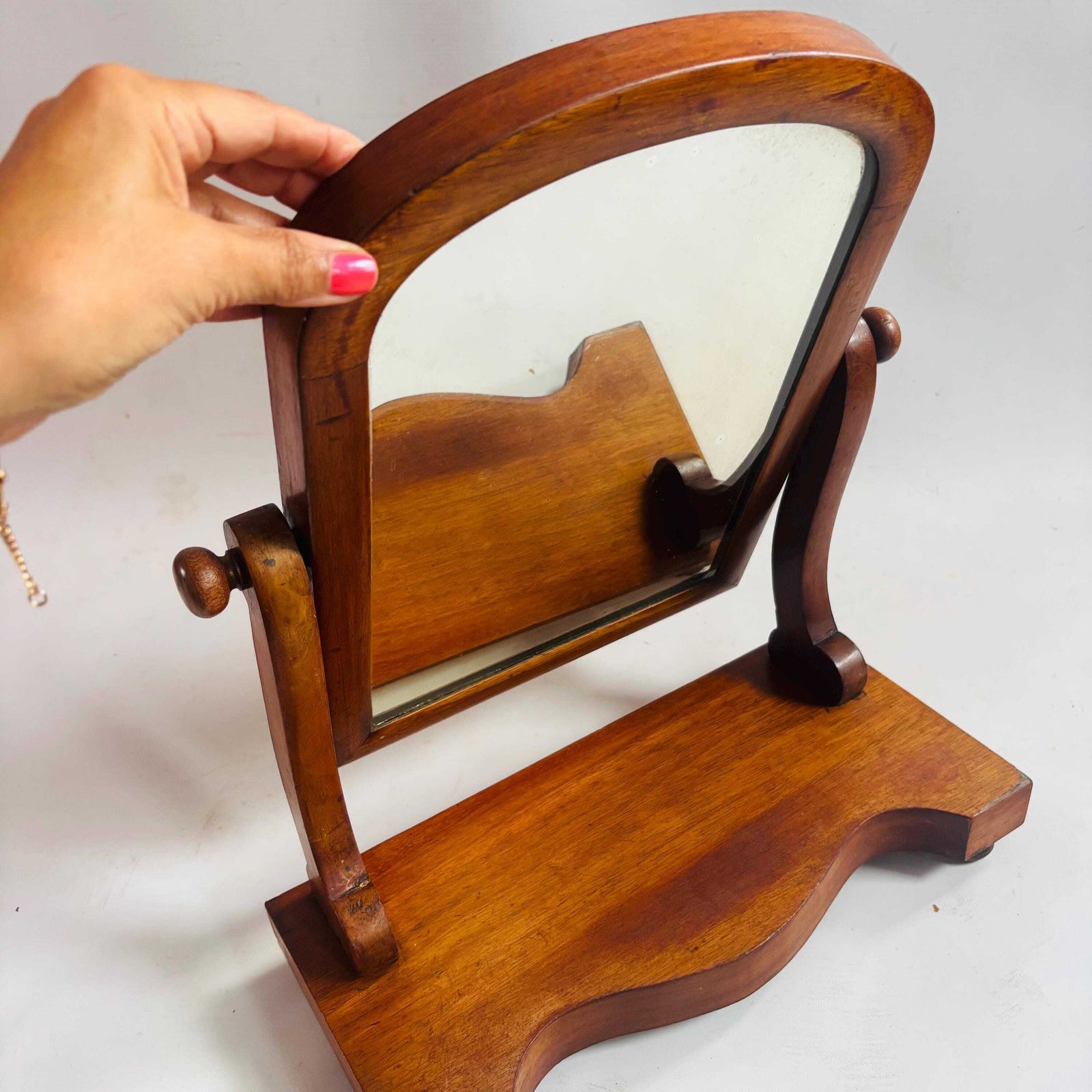 Miroir de coiffeuse d'époque victorienne en acajou massif, XIXe siècle photo 225.0