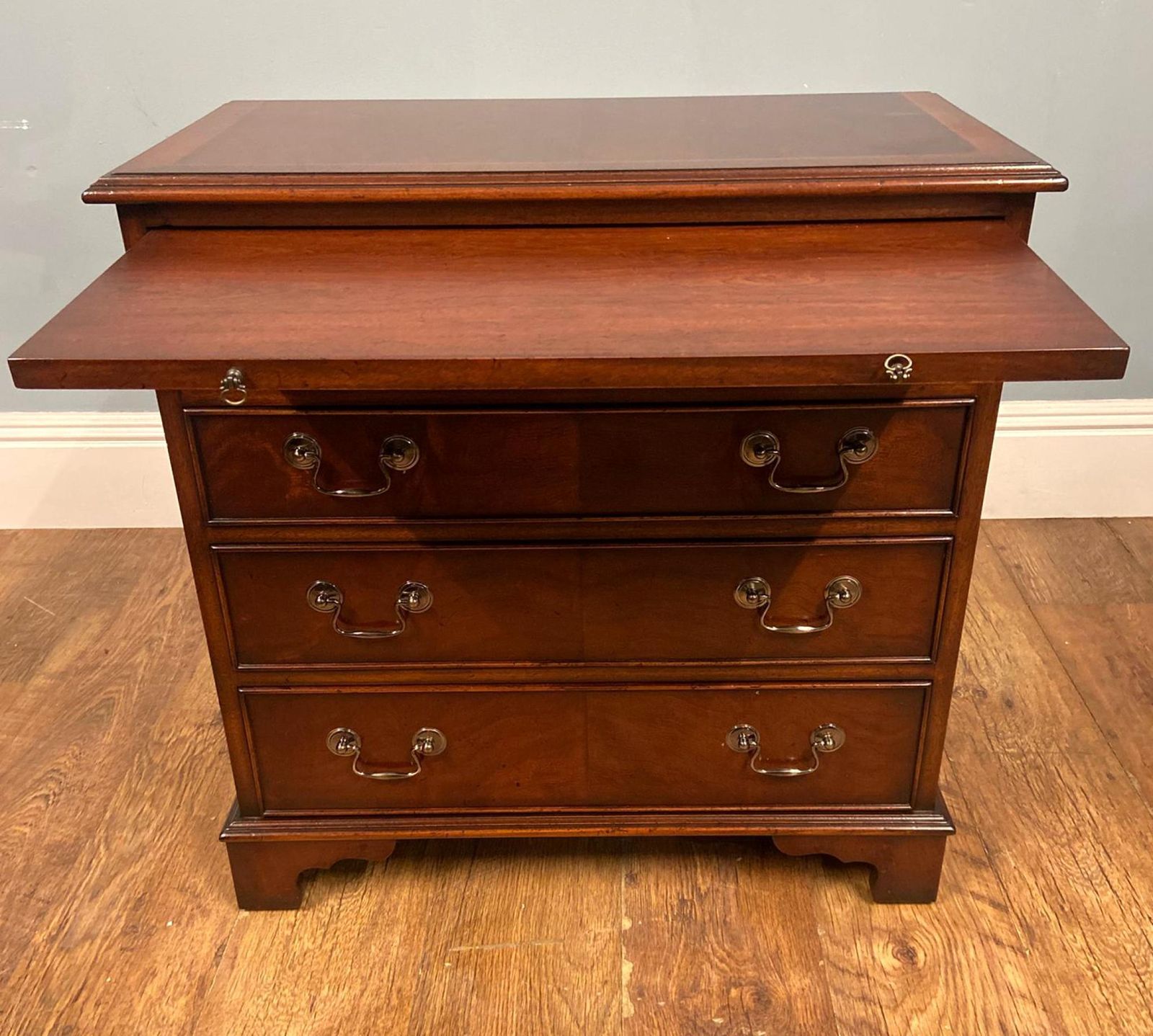 Pair Mahogany Bachelor Chests Bedside Cabinets Brushing Slide Georgian Revival photo 1850.0