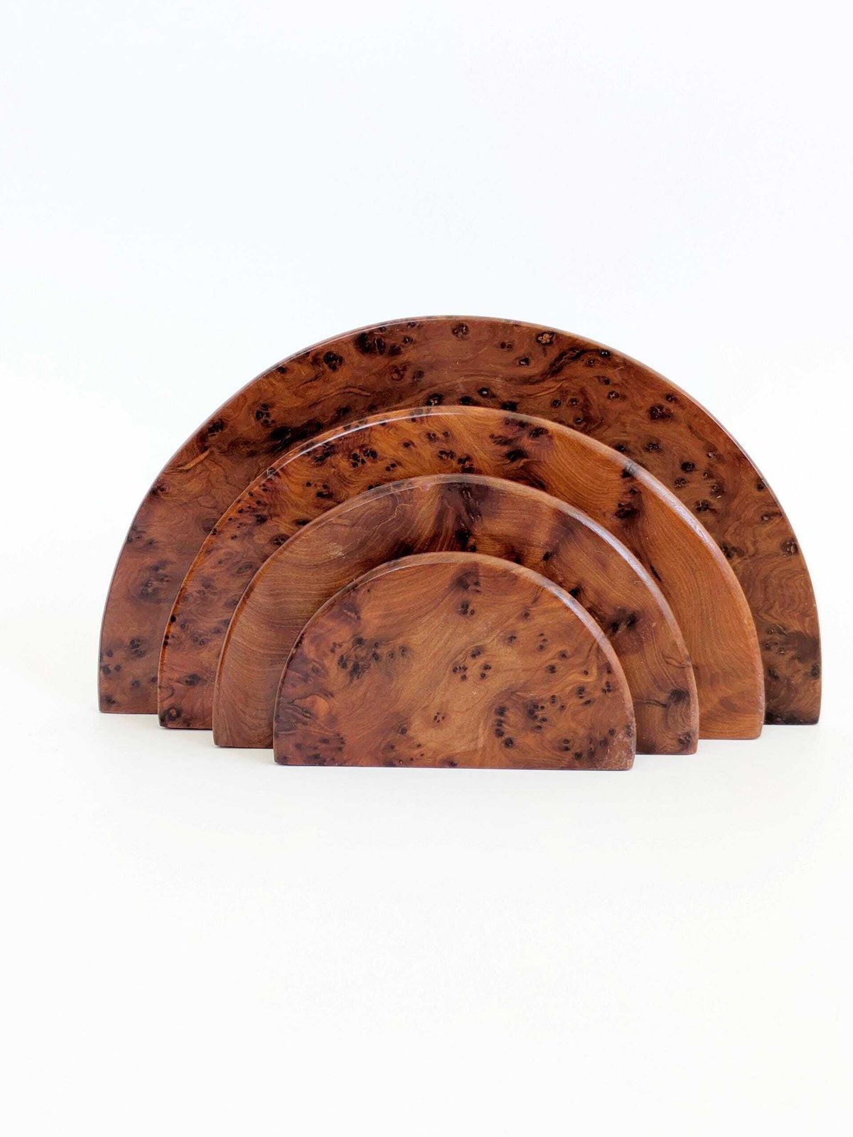 Pair Art Deco Burl Wood Letter Holder Bookends Midcentury Desk Organizer Set photo 192.0