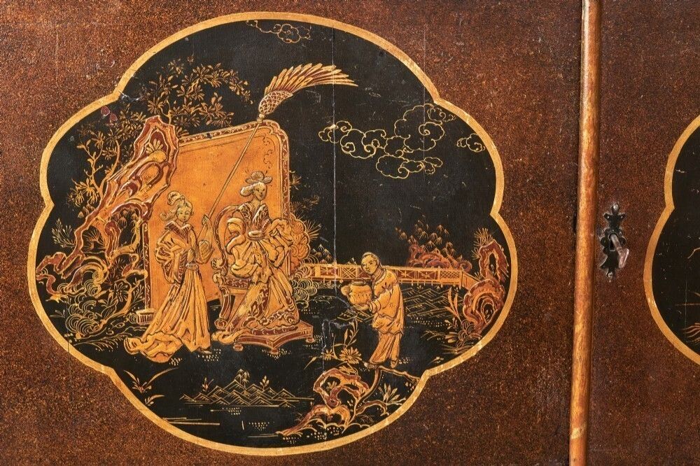 Fine Chinoiserie Decorated Fitted 8 Drawer Cabinet On Stand photo vintage