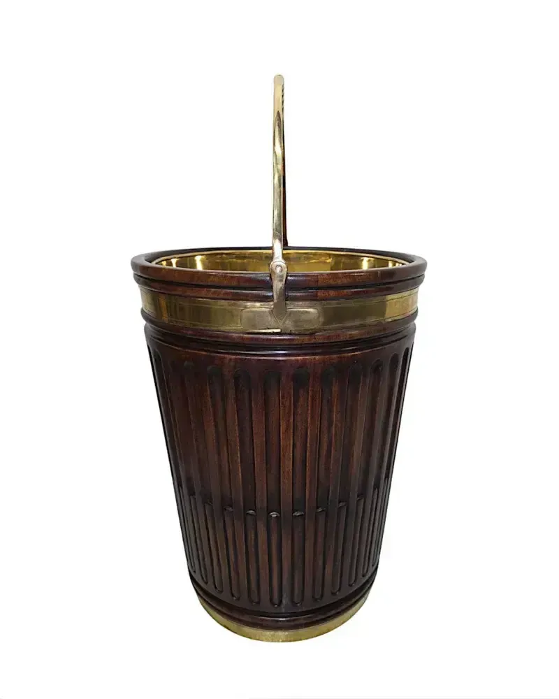 A Gorgeous Large 20th Century Irish Design Hand Made Peat And Log Bucket With Brass Liner And Fittings photo furniture