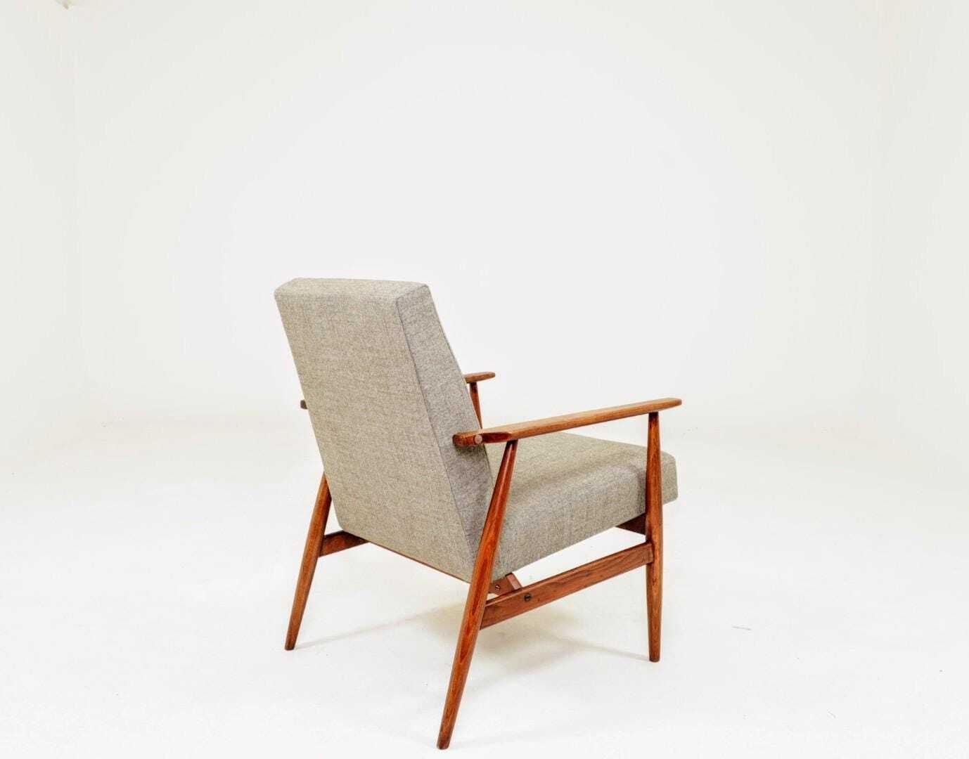 Scandinavian Lounge Chair Grey Soft Upholstery| Refurbished Vintage Armchair photo vinterior