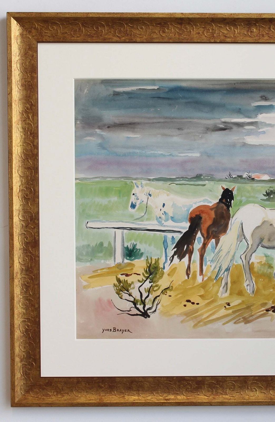 'Gardians With Horses In The Camargue' By Yves Brayer (Circa 1950s) photo for sale