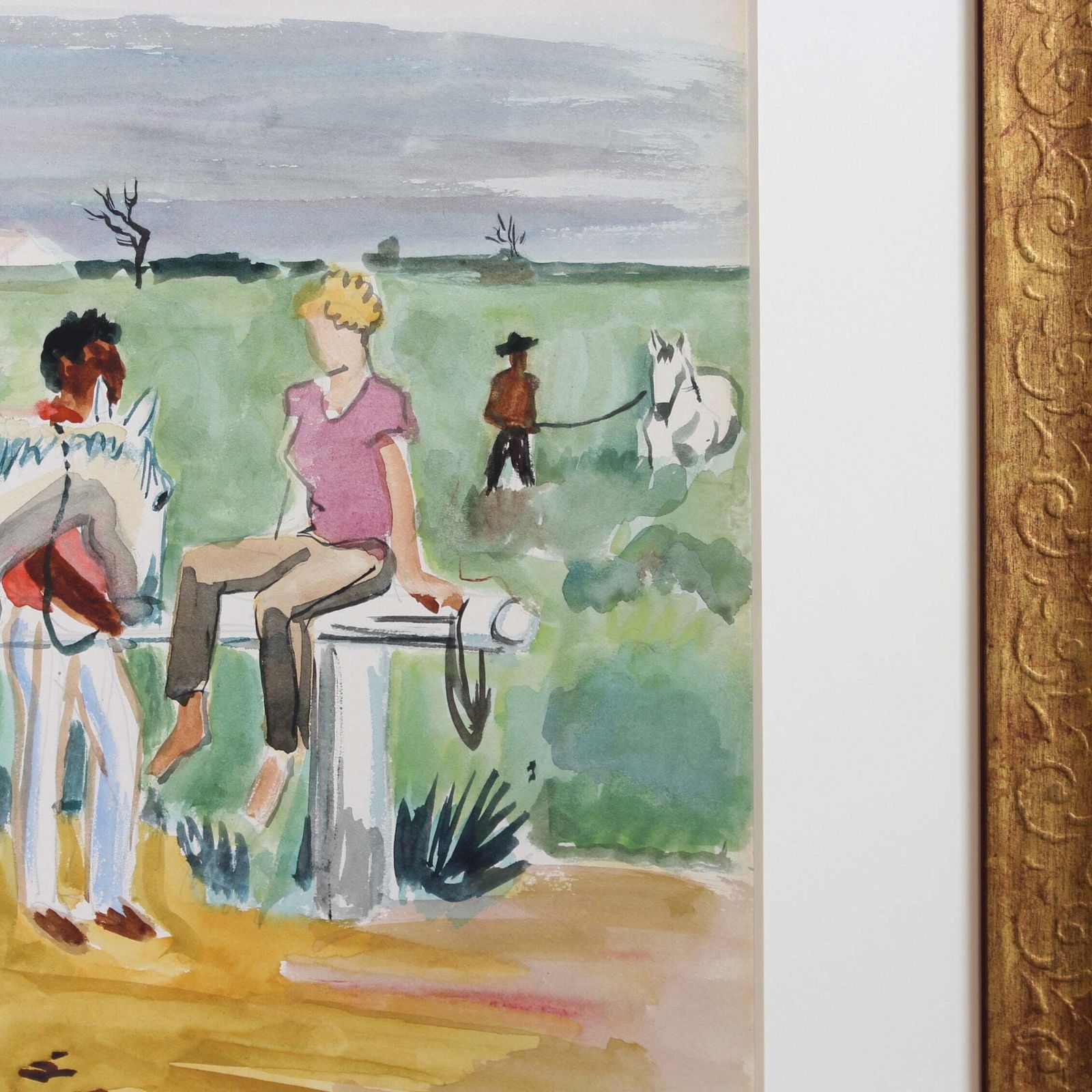 Art 'Gardians With Horses In The Camargue' By Yves Brayer (Circa 1950s) photo