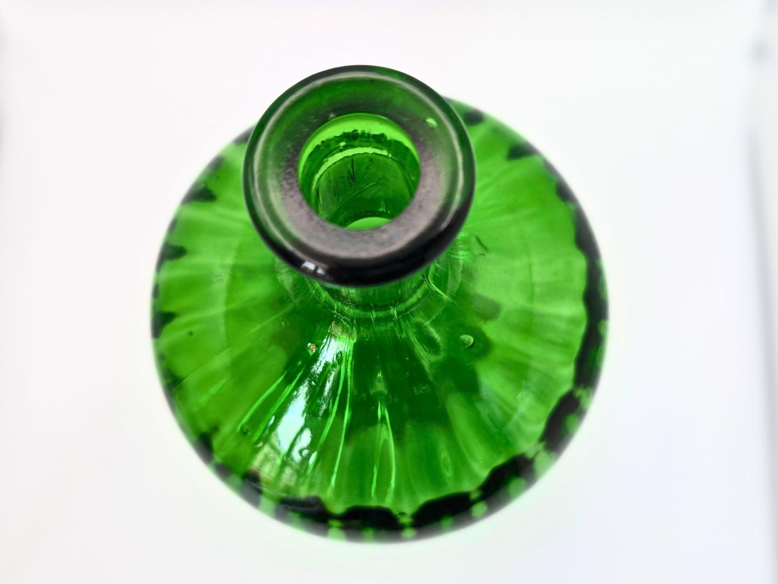 Vintage Green Glass Onion Genie Bottle   Italian Empoli With Vertical Lines photo buy