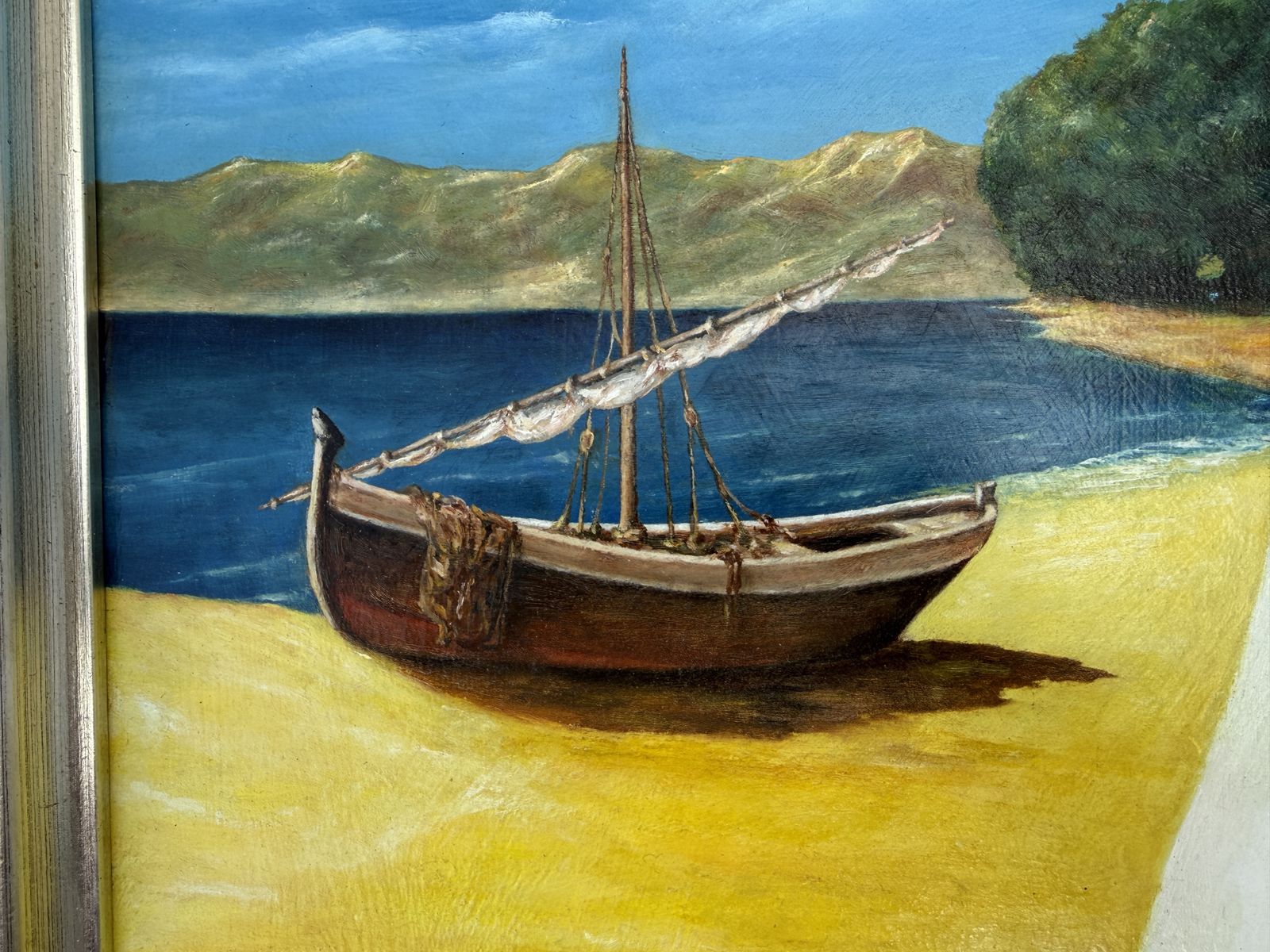 Mediterranean Male Nude By Boat Sitges School Figurative Coastal Scene Oil Art 2012 photo Art