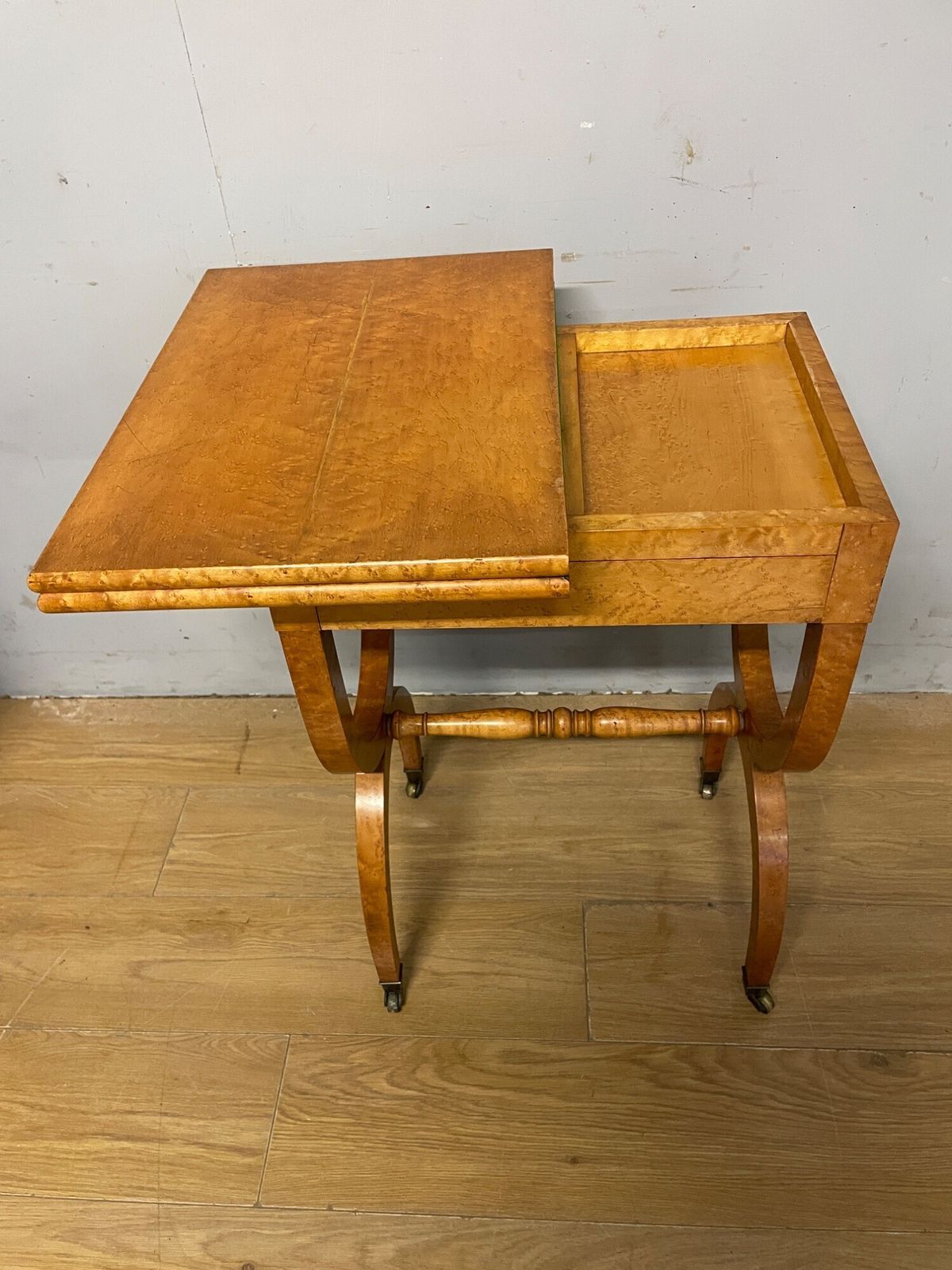 C19th Biedermeier Birds Eye Maple Card Table photo 395.0