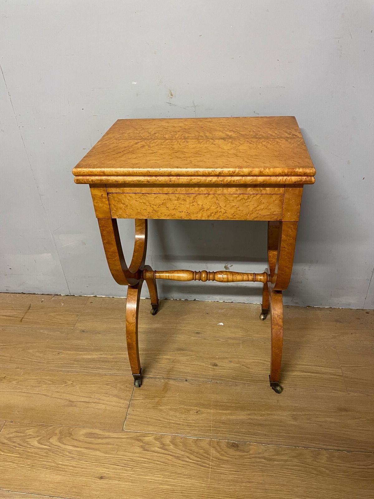 395.0 C19th Biedermeier Birds Eye Maple Card Table photo