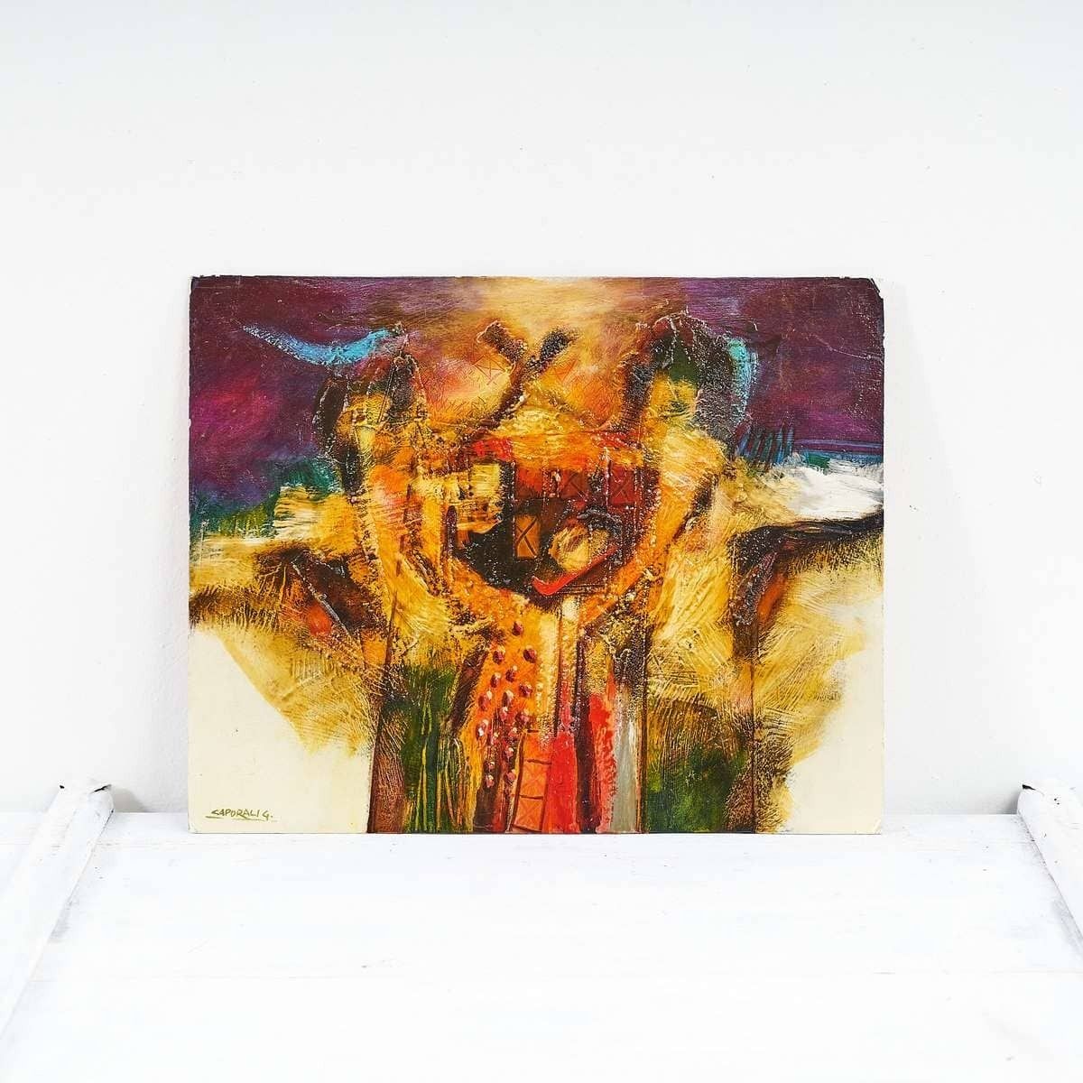 Oil On Panel Abstract Painting By Caporalig By Giuliano Caporali