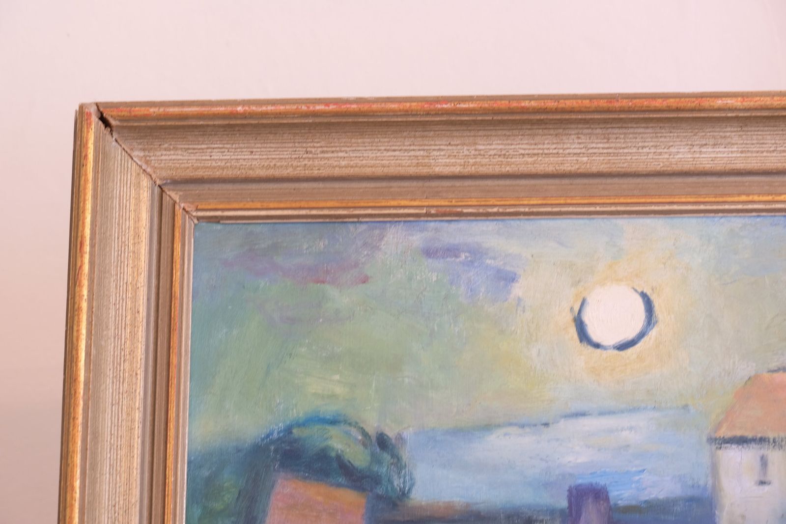 Colourful Pastel Harbour Scene – Mid 20th Century Expressive Coastal Painting photo vinterior