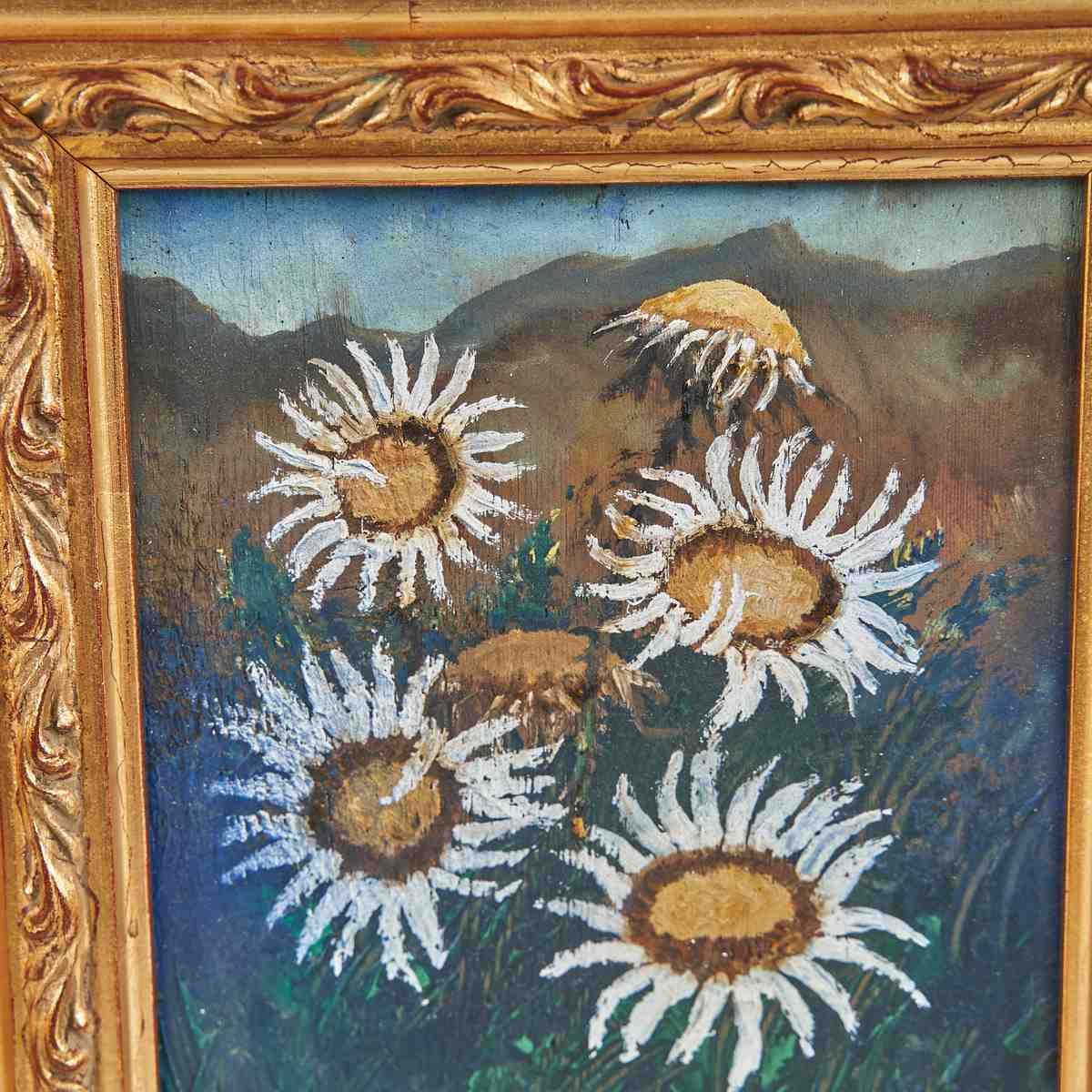 Oil On Panel Enchanting Floral Painting Hand Painted By Giovanni Lovetti, Painter From Ferrara (Italy) photo for sale