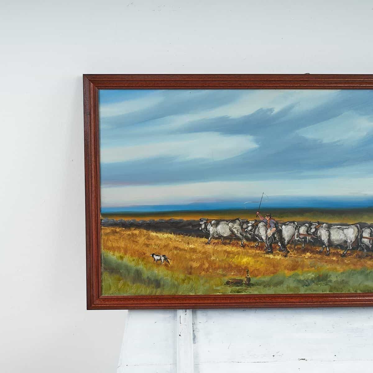 Rural Landscape Painting On Canvas By Nino Zagni, 1990s photo furniture