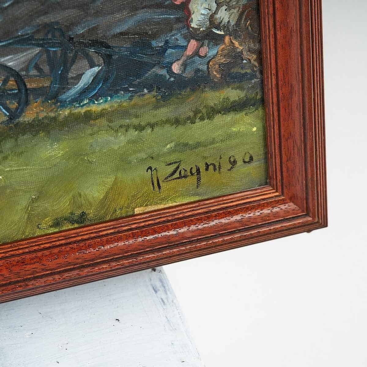 Rural Landscape Painting On Canvas By Nino Zagni, 1990s photo Art