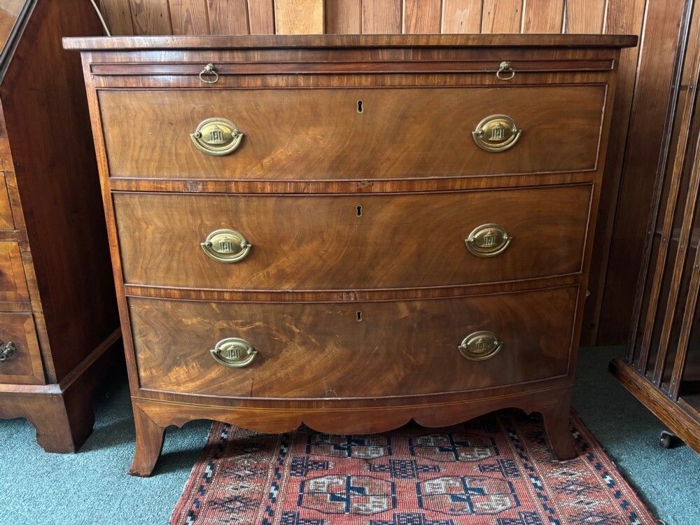photo for sale Fine Regency Mahogany Bow Front Chest Of Drawers