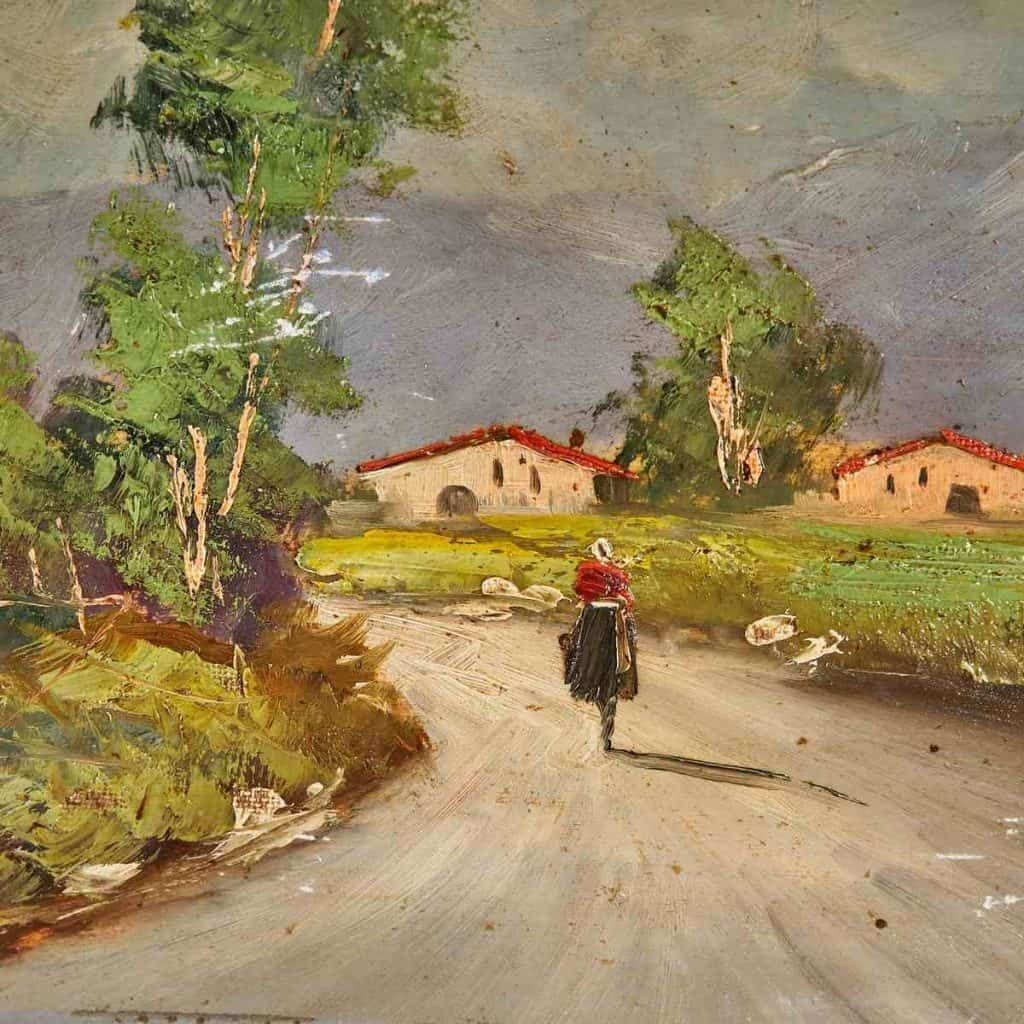 Oil On Panel Wonderful Country Landscape In Oil, 1950s photo for sale