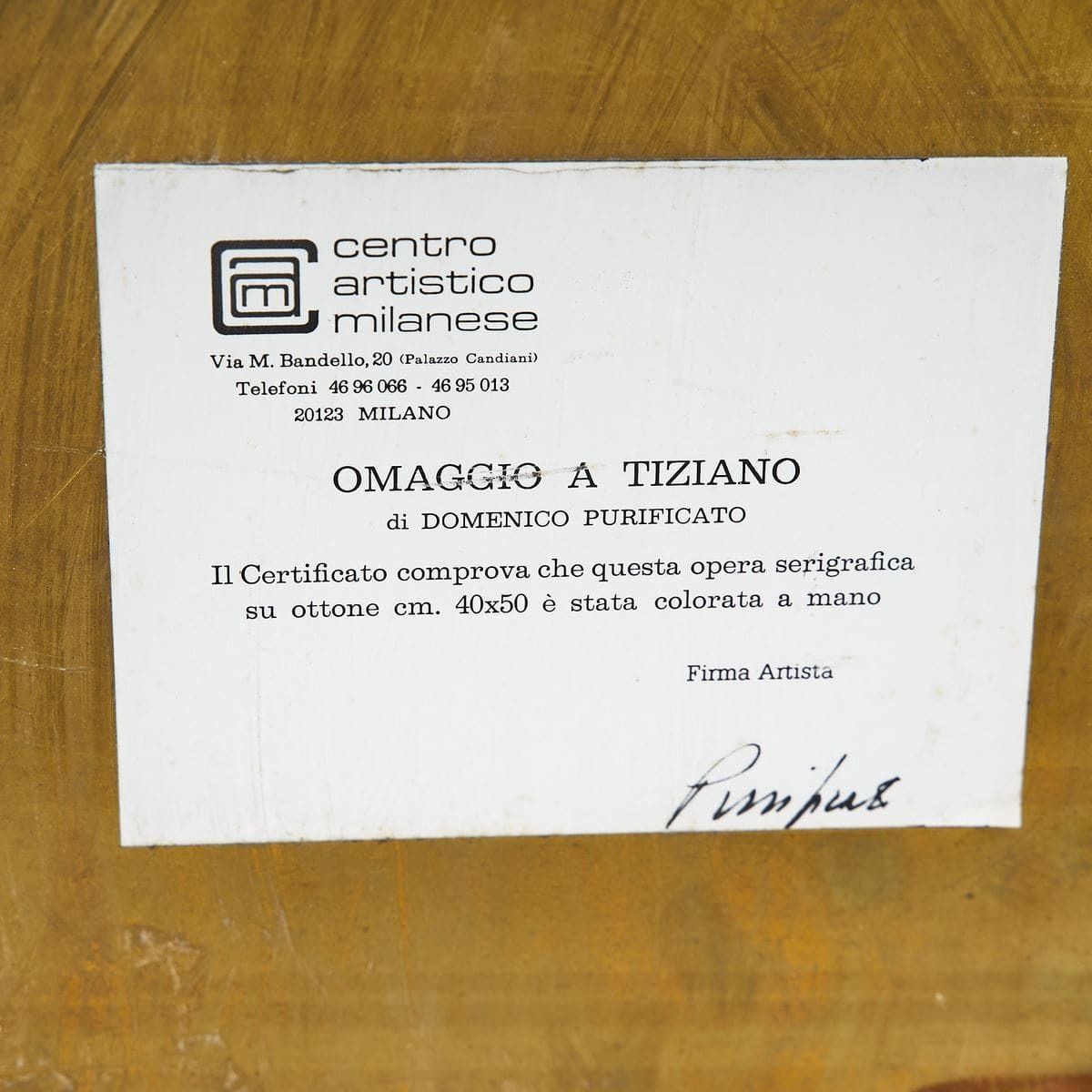Unique Silkscreen: Homage To Titian On Ottone Domenico Purificato photo vinterior