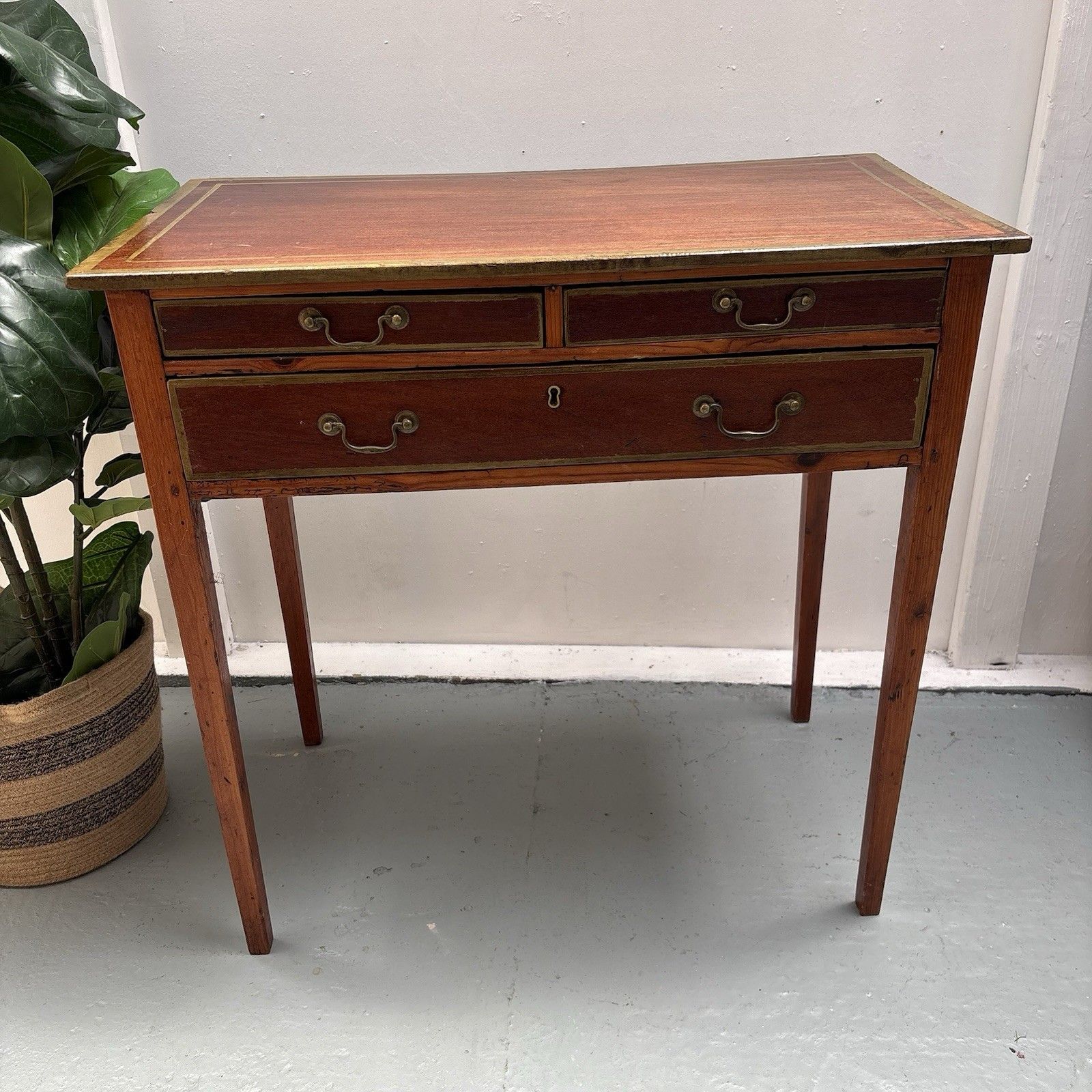 Early 20th Century French Mahogany & Painted Gilt Writing Desk Side Table photo for sale
