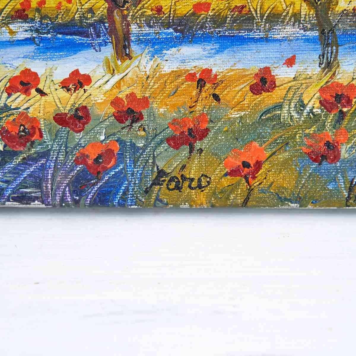 Oil On Vintage Canvas, Field Of Flowers photo furniture