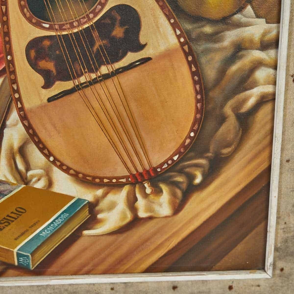 Oil On Canvas Still Life With Mandolin By Guglielmo Zisa Di Guglielmo photo Art