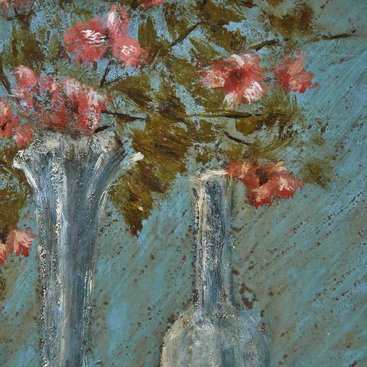 Guido Medici Painting Elegant Composition With Pink Flowers, 1960s photo for sale