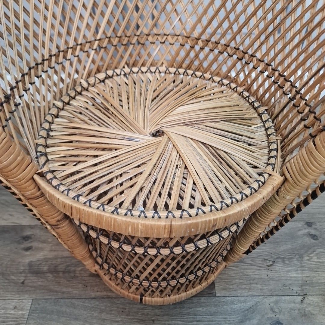 Retro Vintage Childs Small Rattan Bamboo Tub Chair Mid Century Seat Boho Tiki photo buy