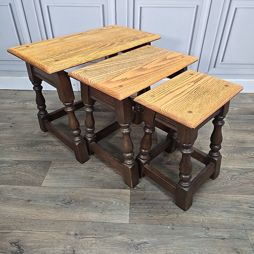 photo furniture Vintage Nest Of Tables Old Charm Solid Oak Wood Bros – Wooden Jointing Side