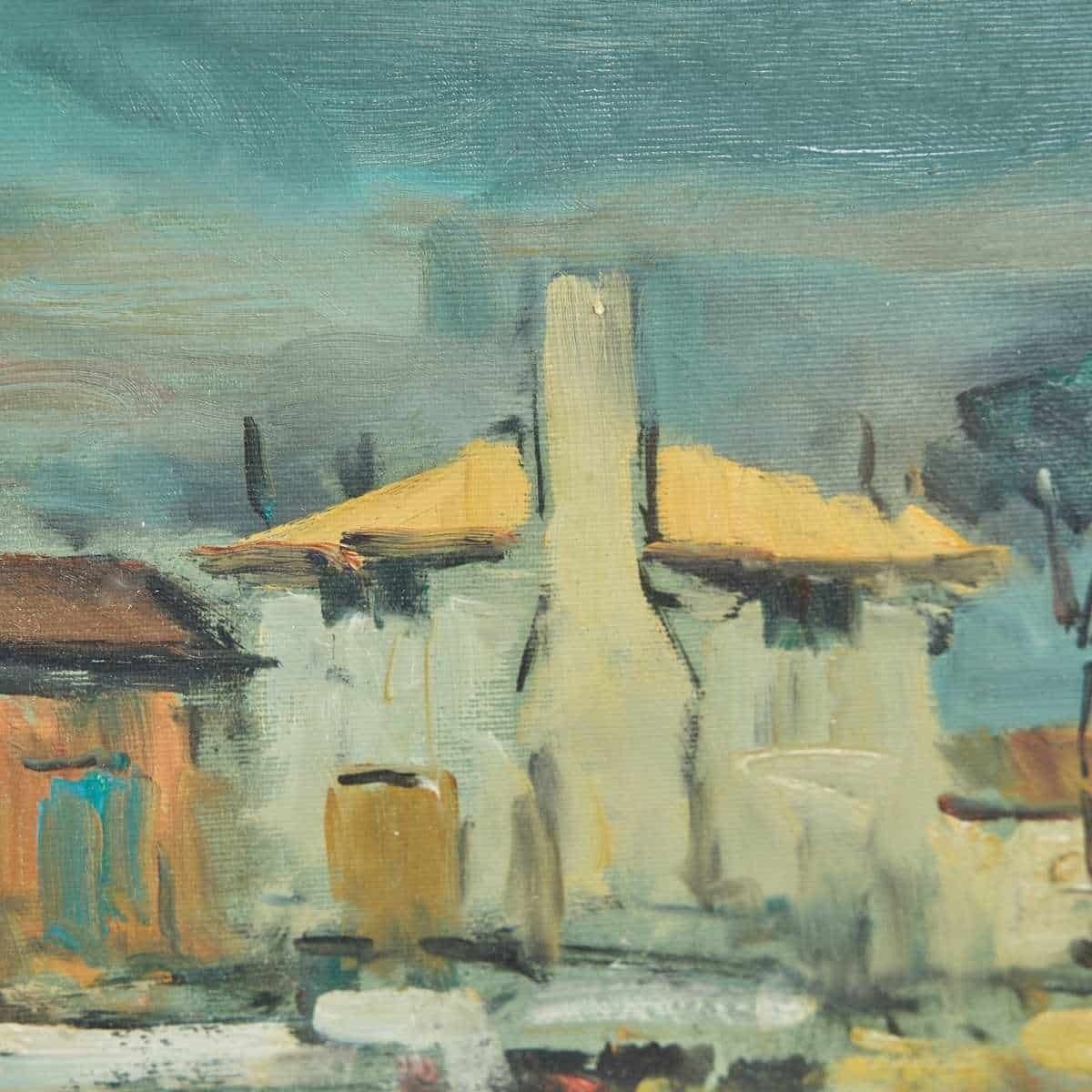 Oil On Canvas Elegant Landscape Painting From 1979 By The Painter Renzo photo Art