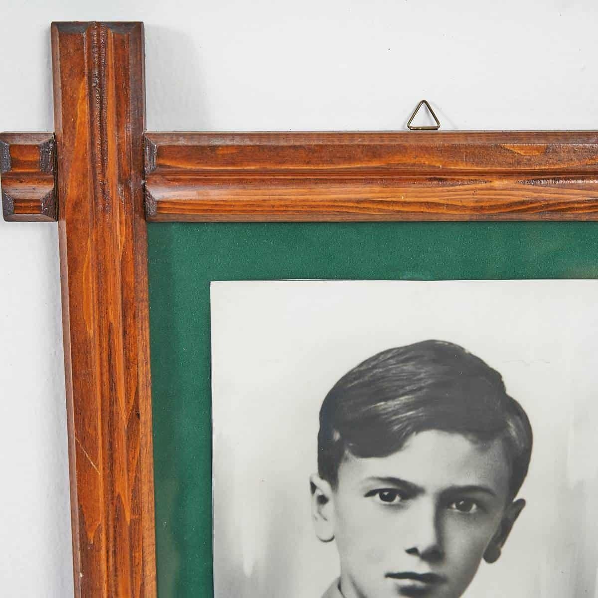 Vintage Photo Frame In Wood With Antique Photo, 1980s photo for sale