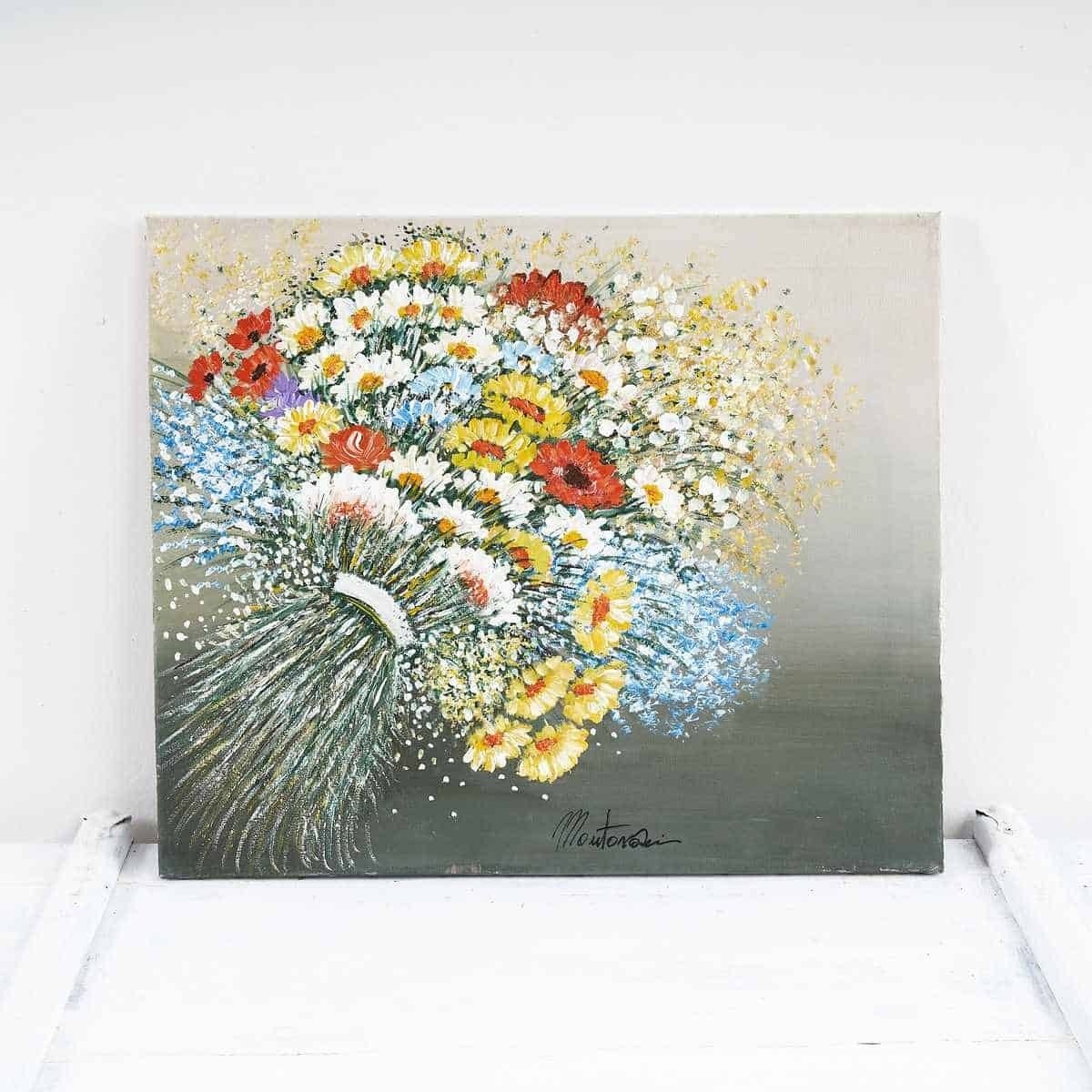 Floral Oil On Canvas By Costanza Mantovani
