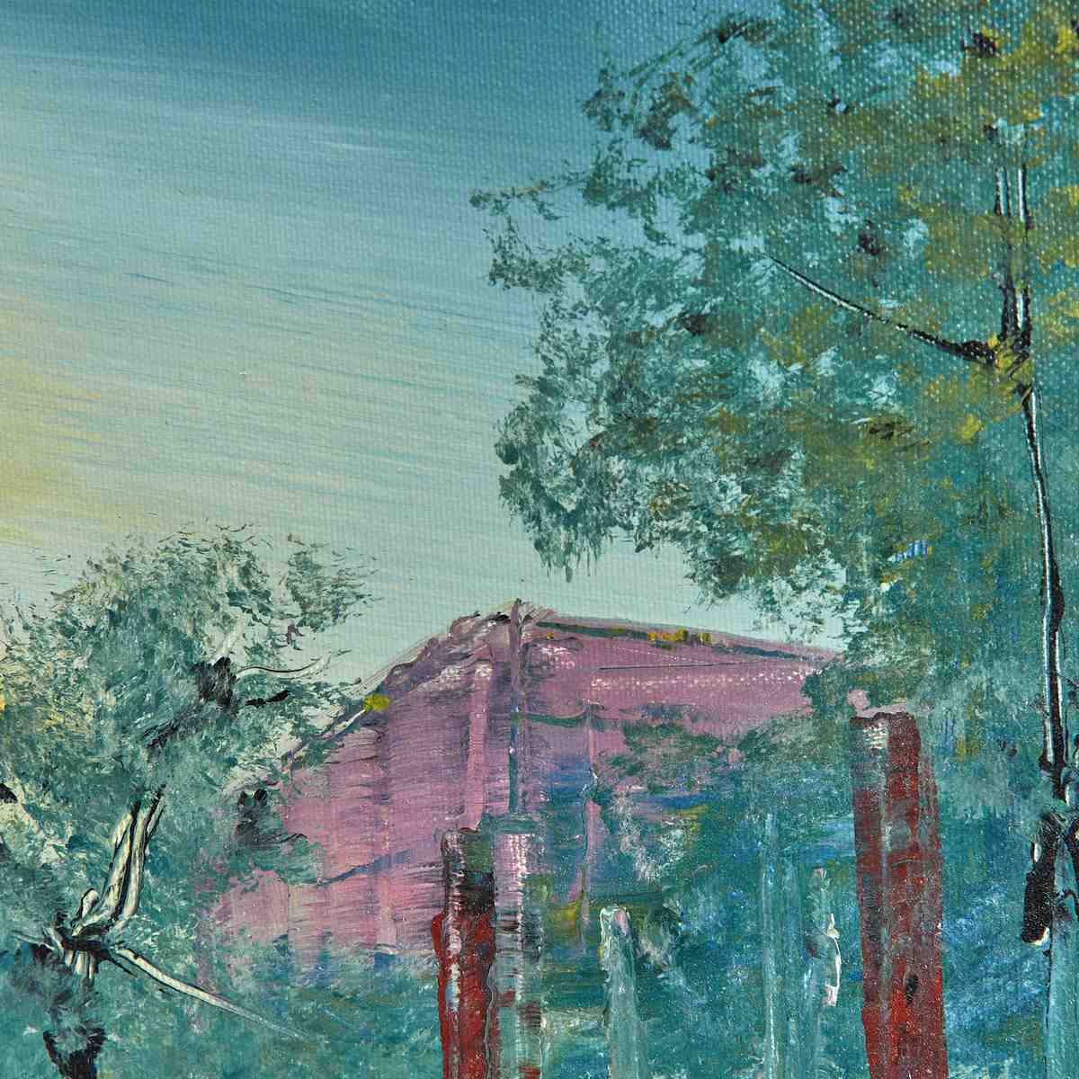 Oil On Canvas Landscape, Unidentified Signature photo Art
