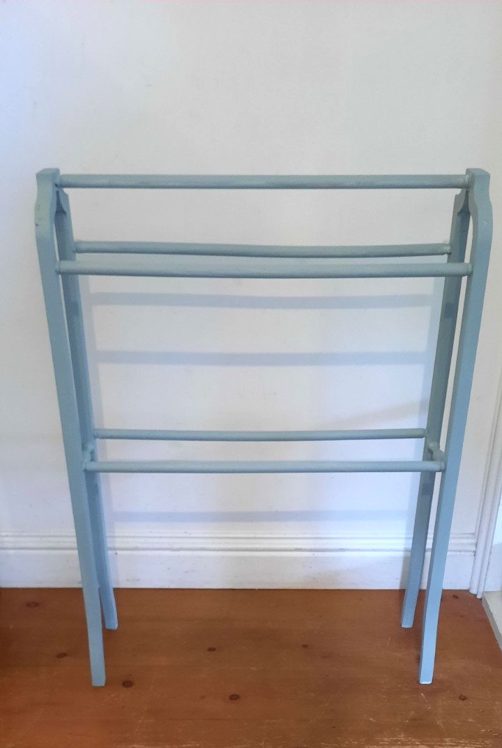 Vintage Tall Edwardian 5 Rod Freestanding Wooden Towel Rail photo Furniture