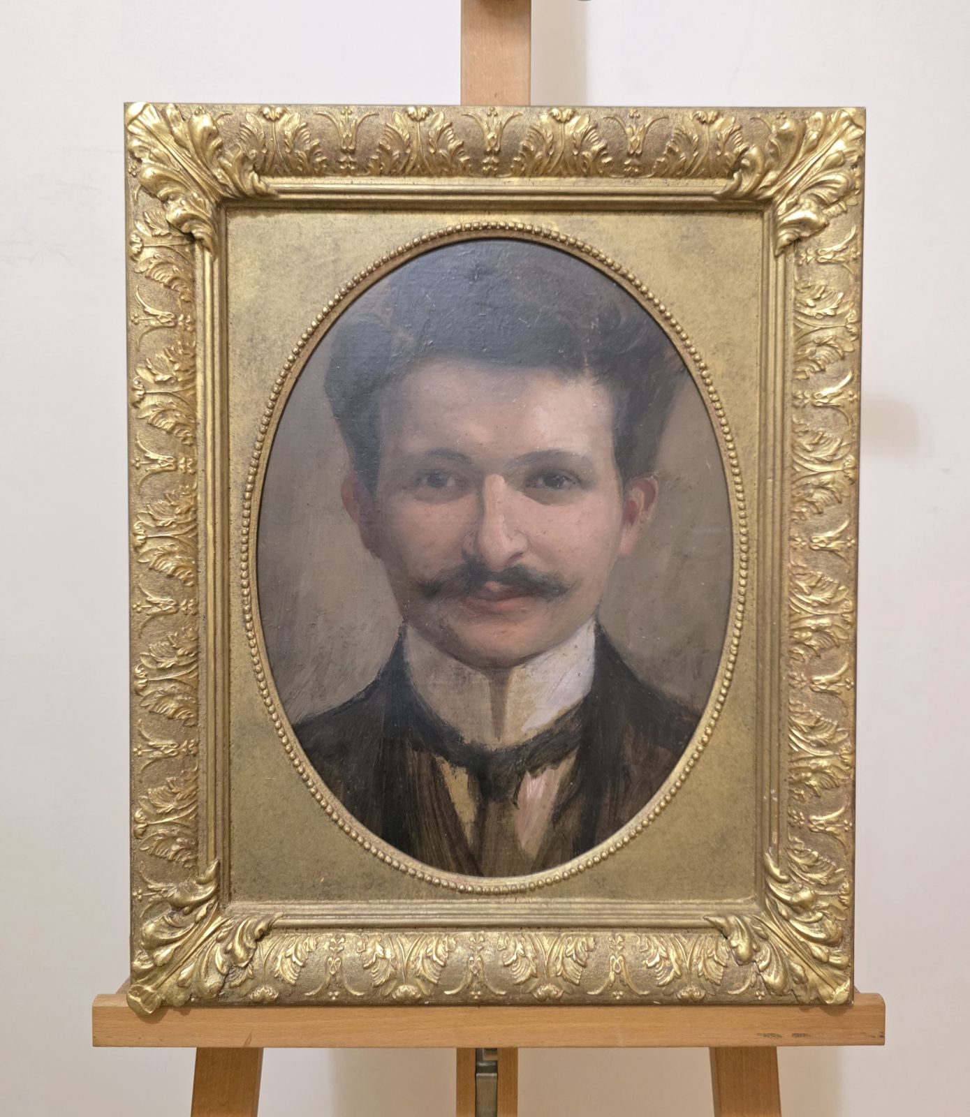 Late 19th Century Belle époque Portrait Of A Gentleman, Possibly Marcel Proust, In Ornate Gilt Frame photo furniture