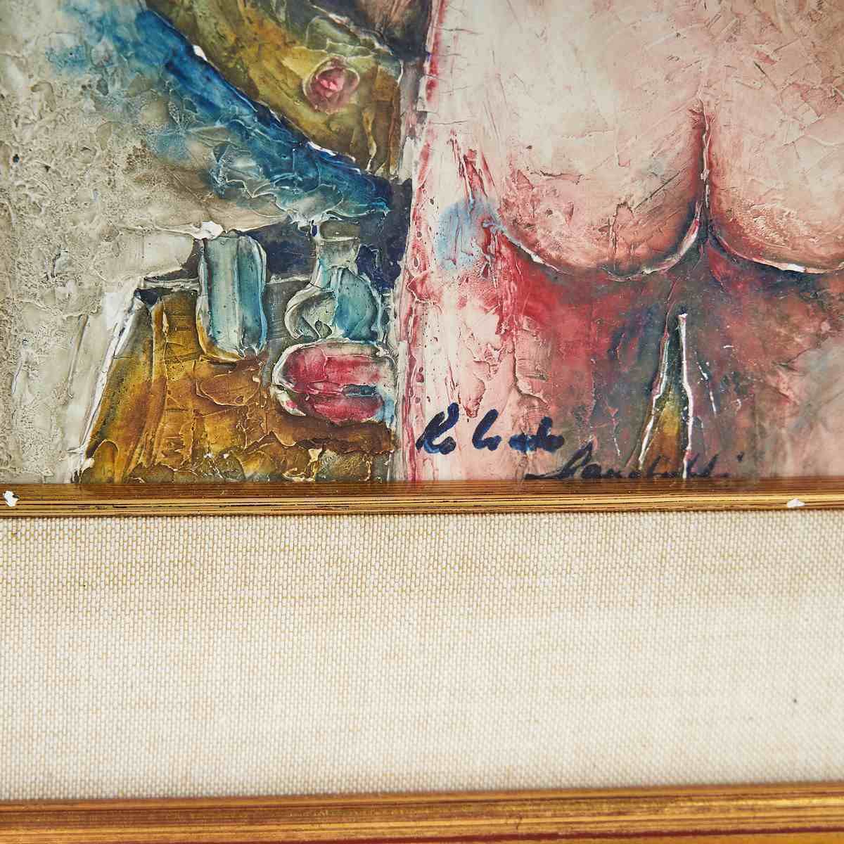 Painting Female Portrait Golden Frame Nude Woman photo furniture