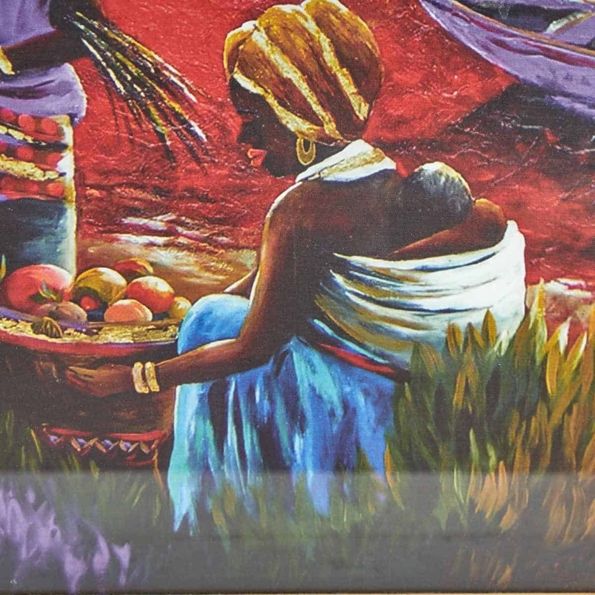 Vintage African Painting Of Women Gatherers At Sunset photo Art