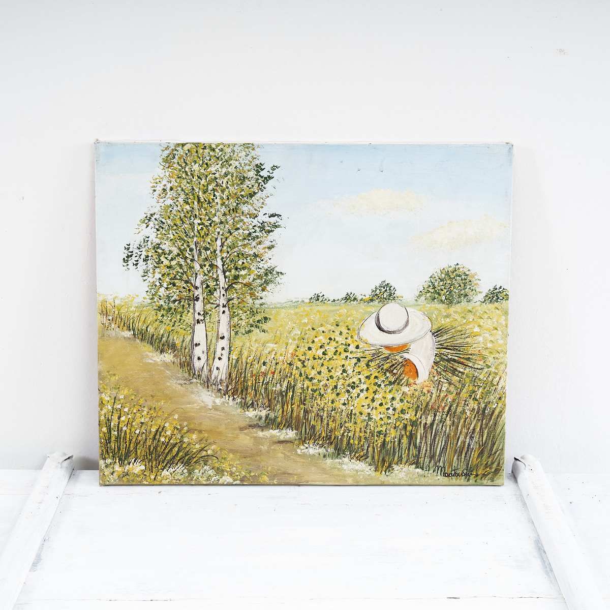 Oil On Canvas, Countryside And Harvest, By Costanza Mantovani