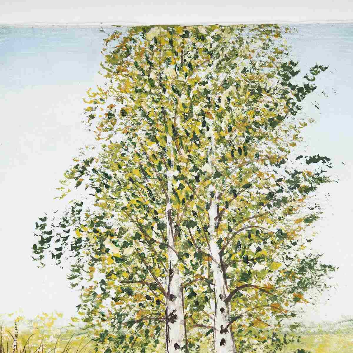 Oil On Canvas, Countryside And Harvest, By Costanza Mantovani photo for sale