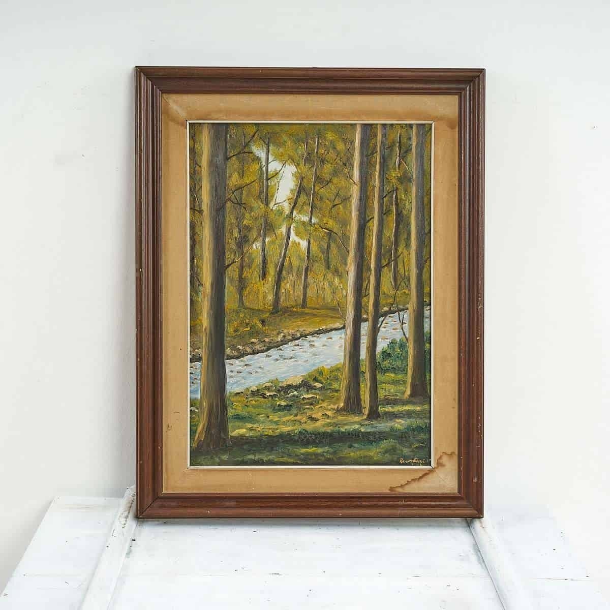 Oil On Canvas Serena Natural Scene Of Undeciphered Fima, 1950s.
