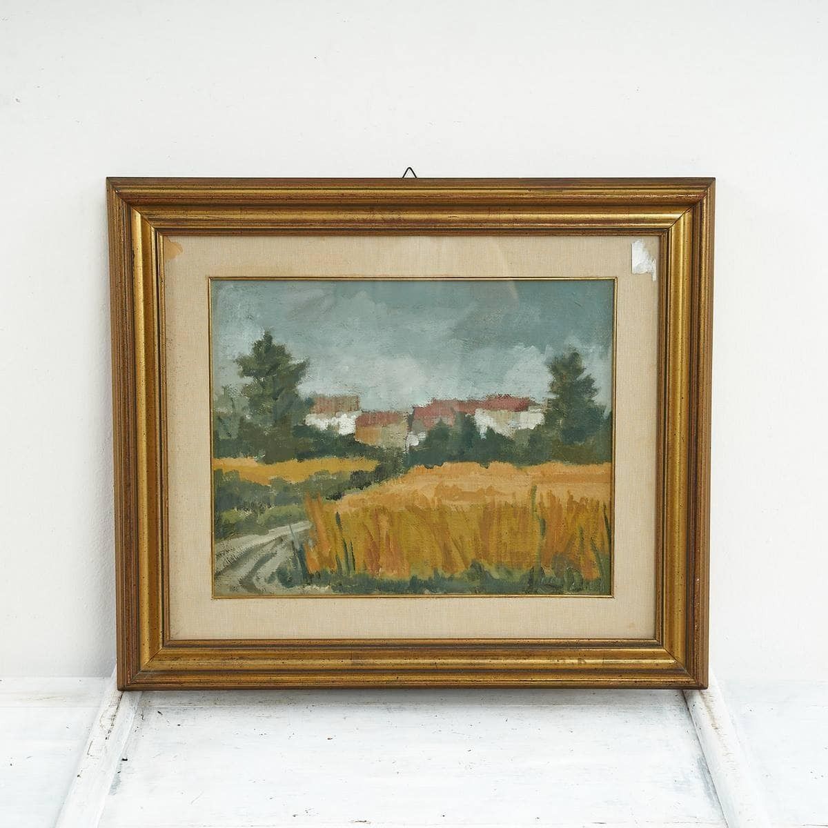 Oil On Canvas Wonderful Rural Landscape By Attilio Orlandini.