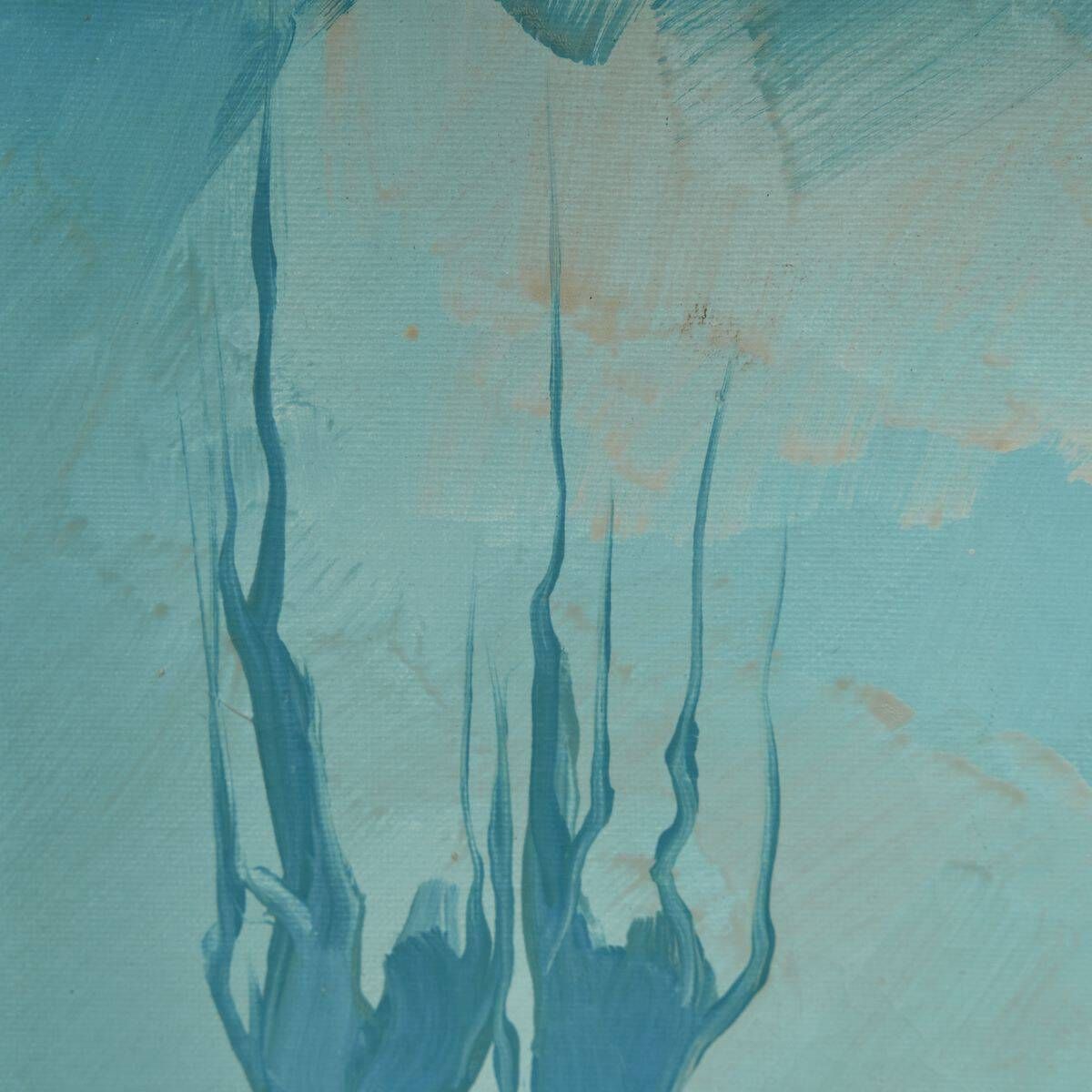 Oil On Canvas Abstract In Blue By Lupi, 1970s. photo for sale