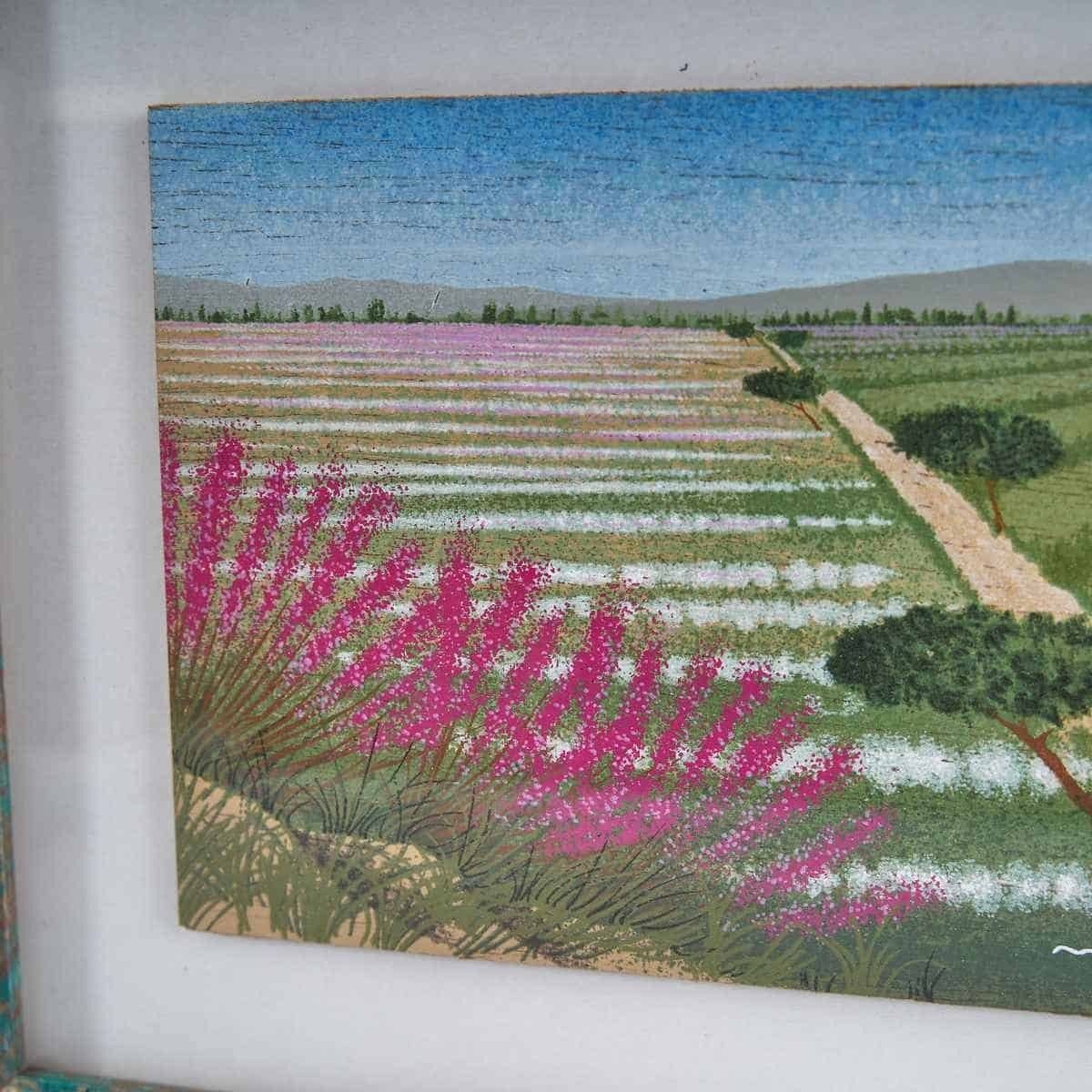 Tempera On Roman Tablet, Field Of Flowers, 1990s photo for sale