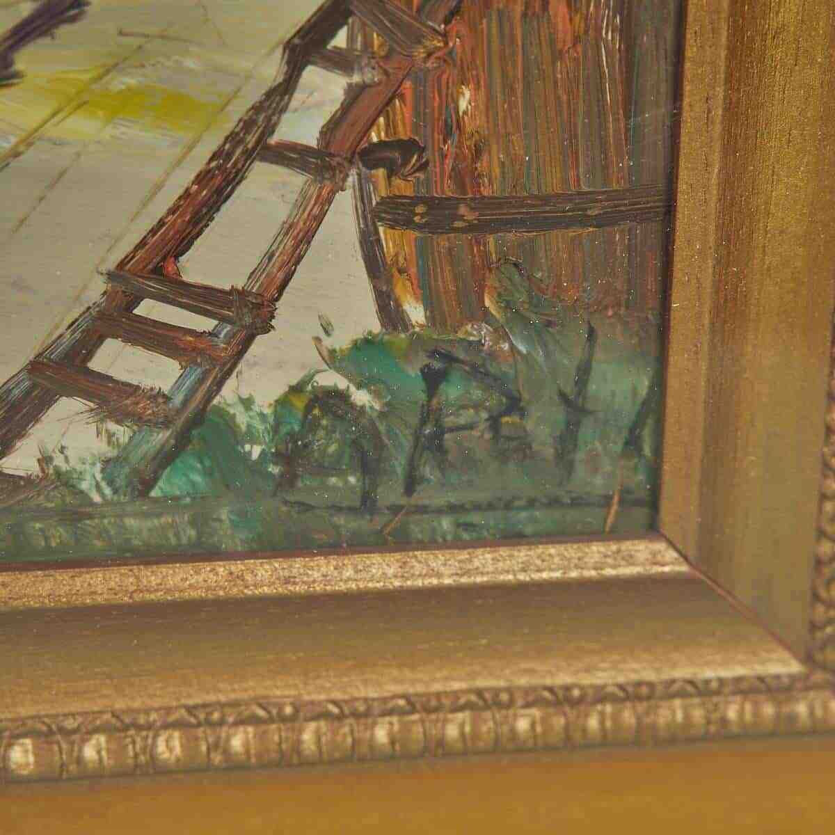 Vintage Oil Painting, Signed By Aldo Pironti, Country House photo for sale