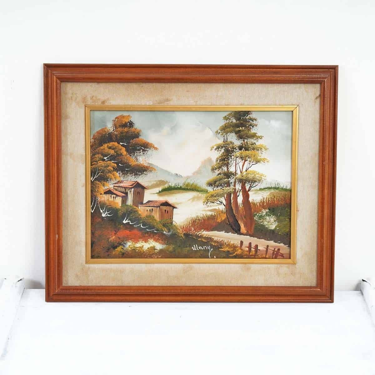 Oil On Panel Autumn Landscape Hand Painted, 1980s