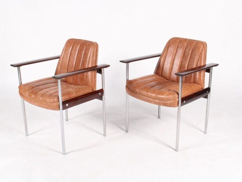 photo for sale Superb Set Of Newly Restored Midcentury Norwegian Armchairs By Dokka Møbler