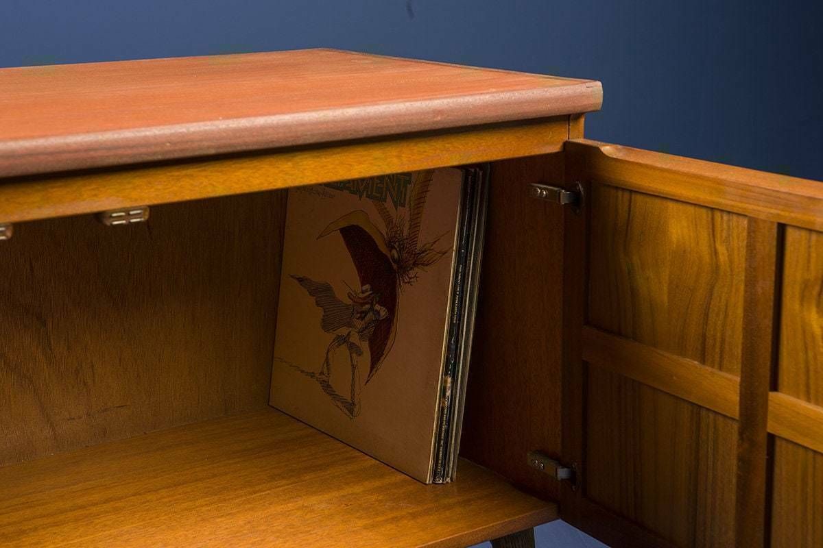 Nathan Mid Century Retro Teak Small Sideboard Tv Record Cabinet On Wooden Legs 1970s photo vinterior