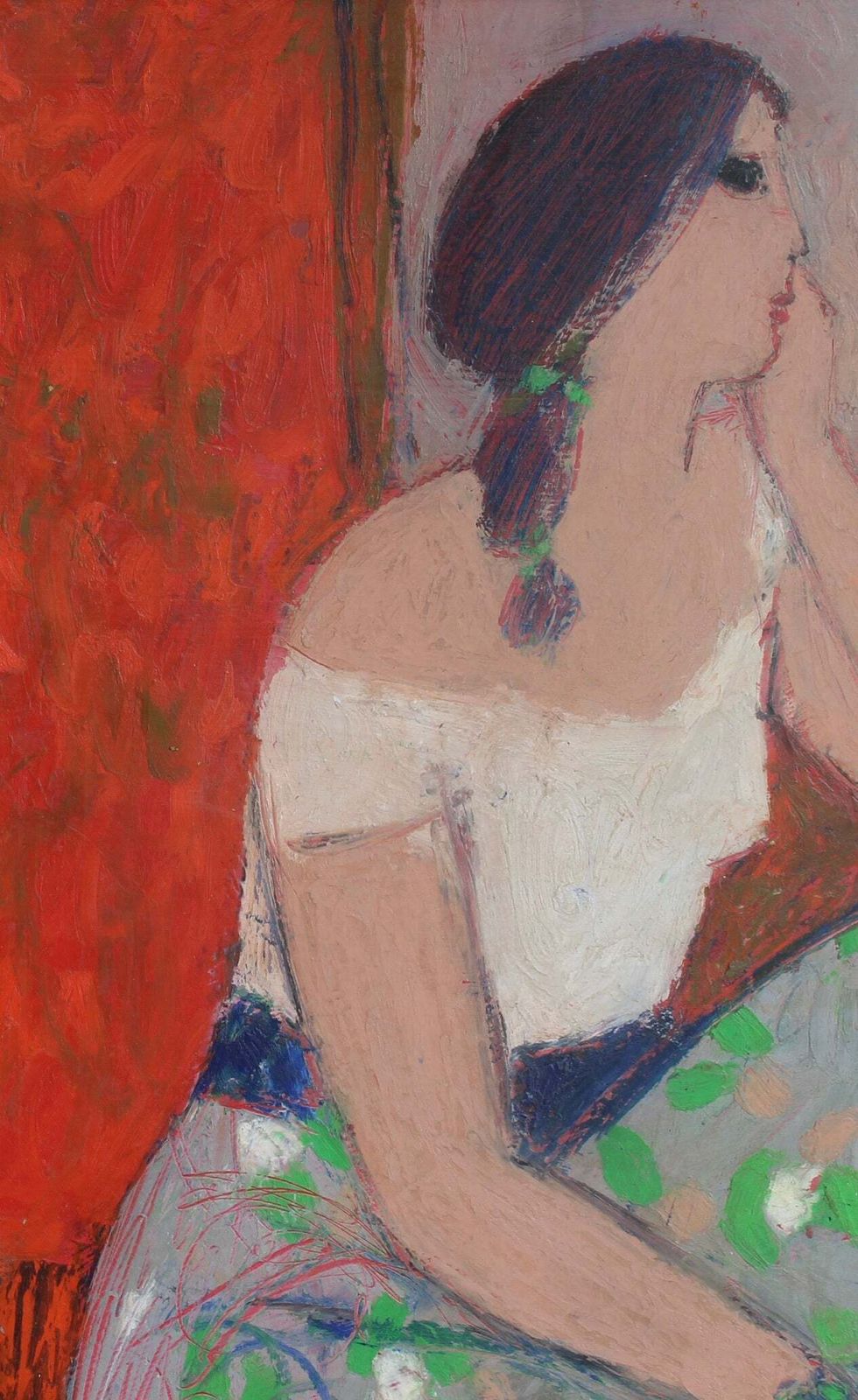 'Portrait Of A Pensive Woman' By Michel Sarazin (Circa 2000) photo for sale