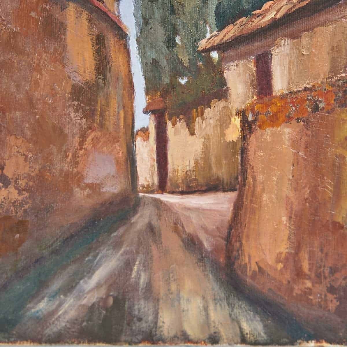 Oil Painting On Canvas, Enchanting Italian Landscape Painting, 1980s photo for sale