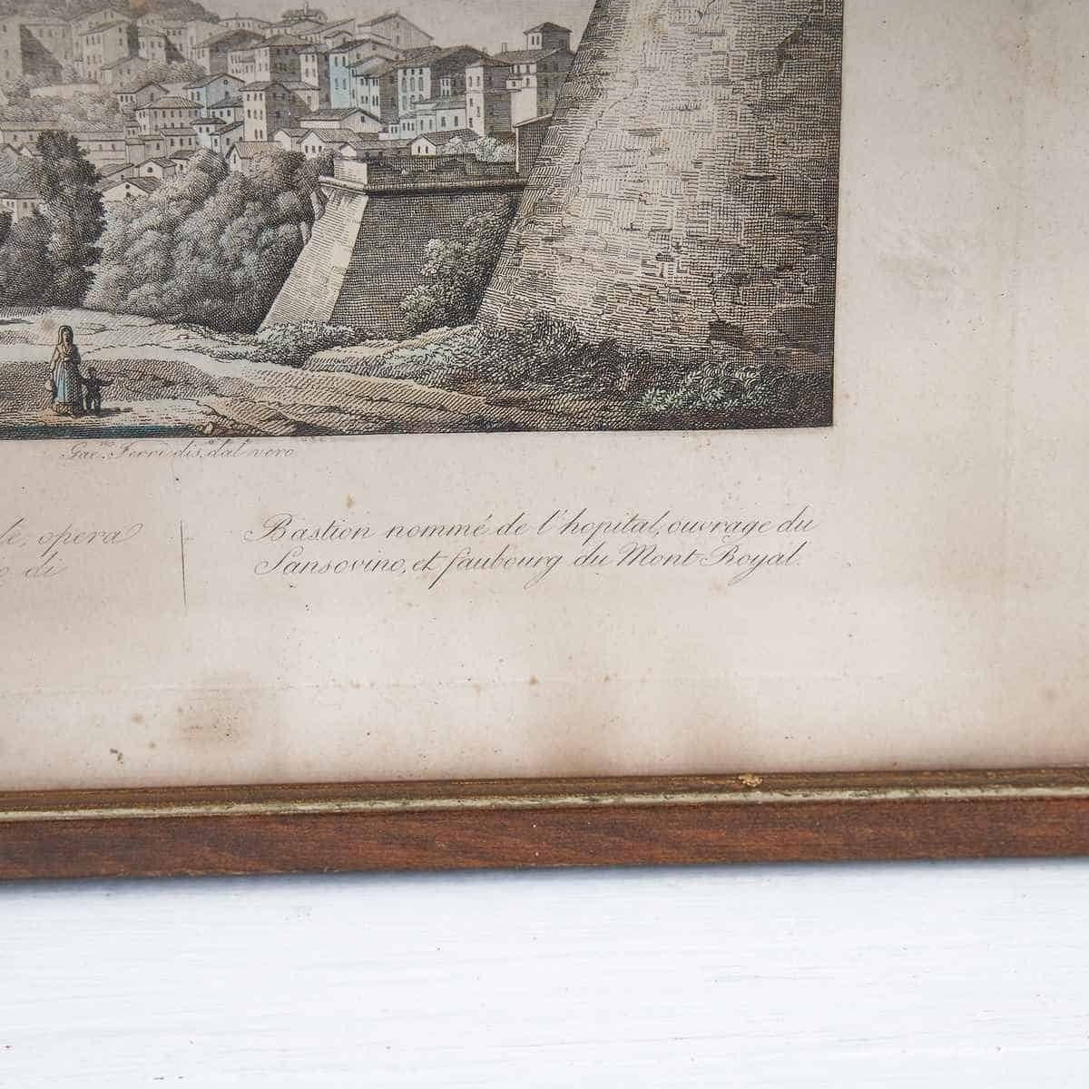 Historical Engraving On Paper With Wooden Frame photo furniture