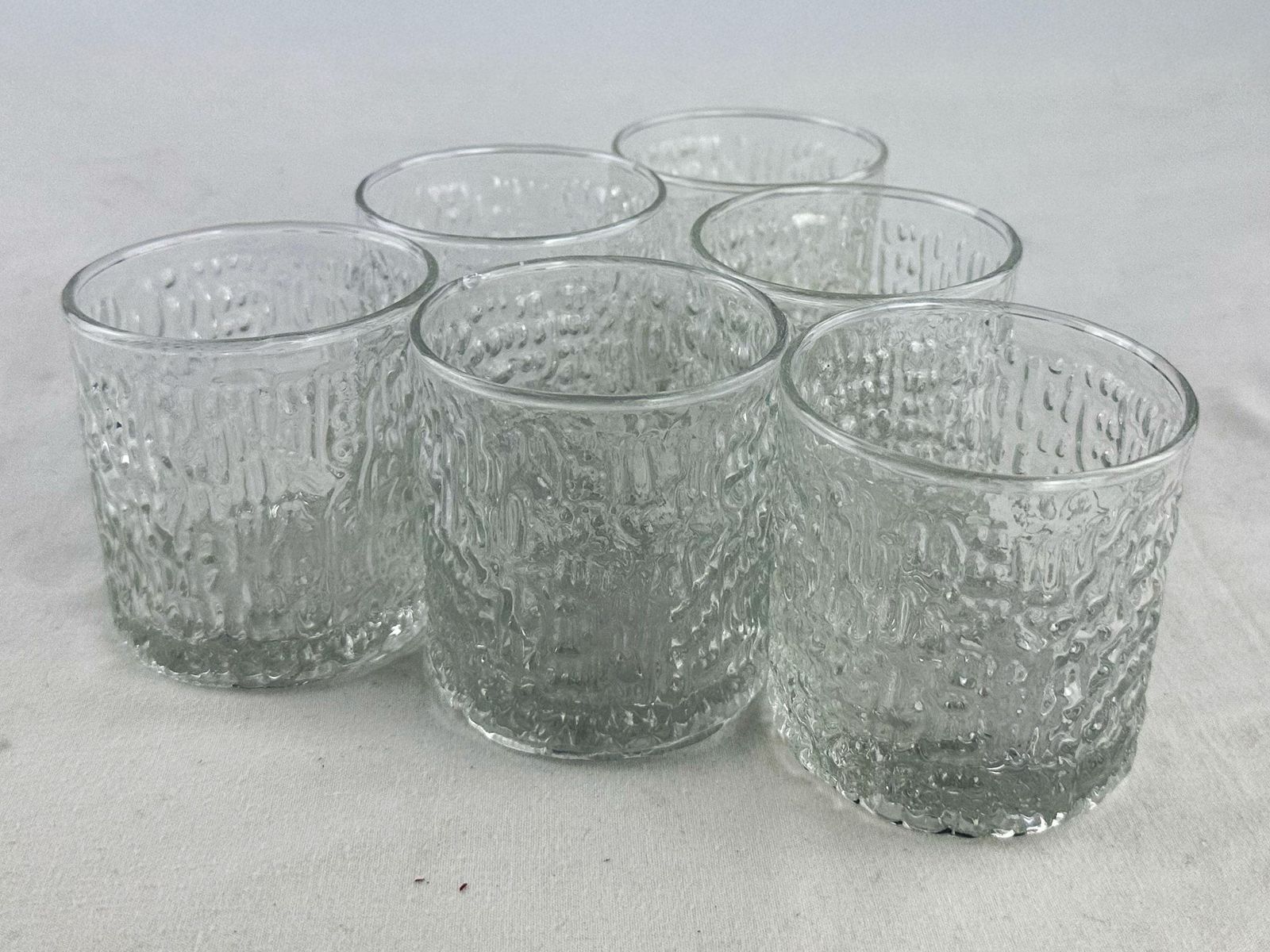 Set Of Six Vintage 1970s Bark Texture Ravenhead Siesta Tumblers 200ml Made In England. photo vintage