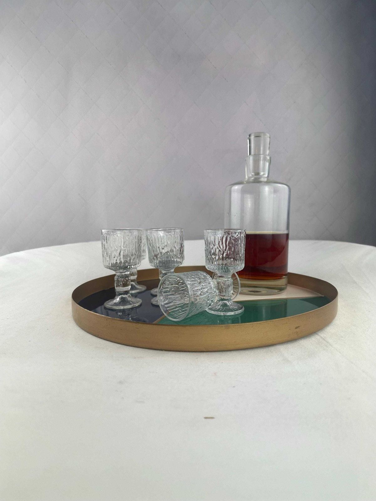 Set Of 6 Vintage Ravenhead Siesta Bark Texture Aperitif Glasses (7cl) Made In England photo Home Decor